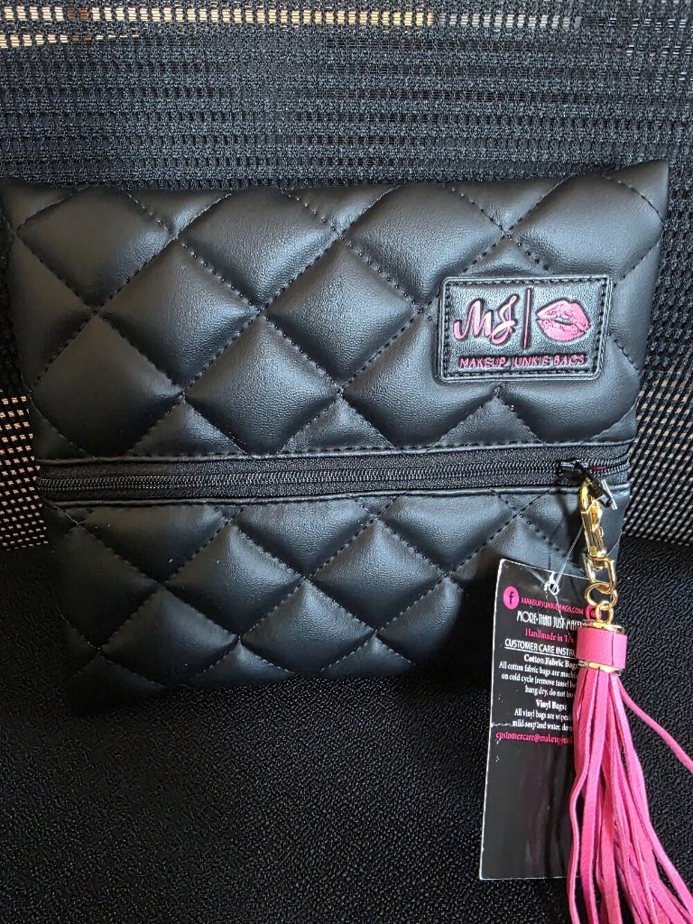 Makeup Junkie Black Quilted small NWT